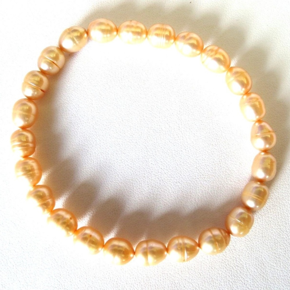 Honora Champagne Pearl Stretch  Bracelet 7.5 "